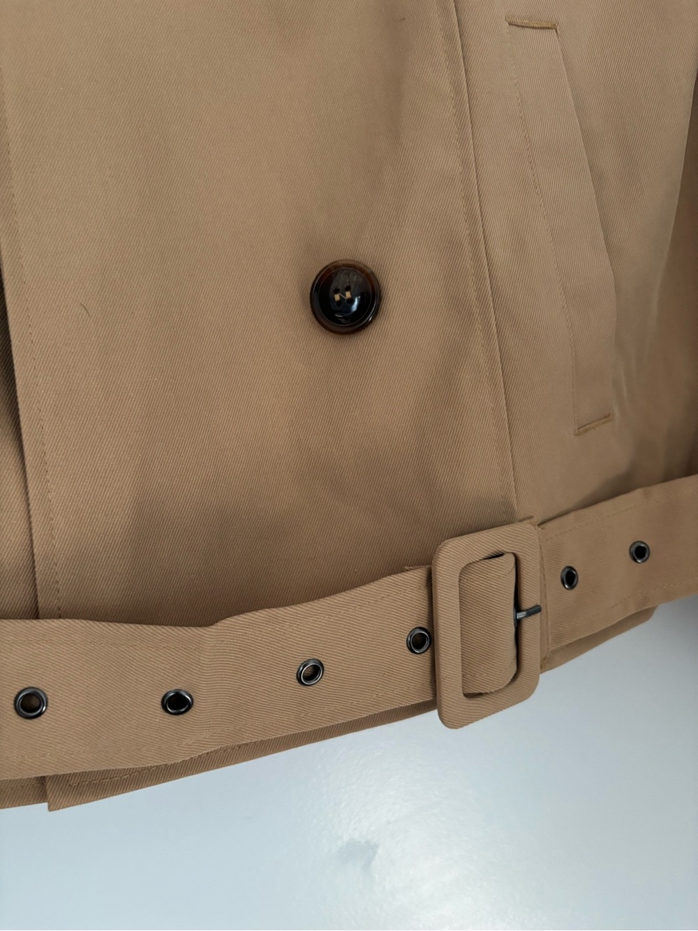 NWT women’s Madden Girl Camel Double-Breasted cropped Trench Jacket coat XL - Picture 3 of 8